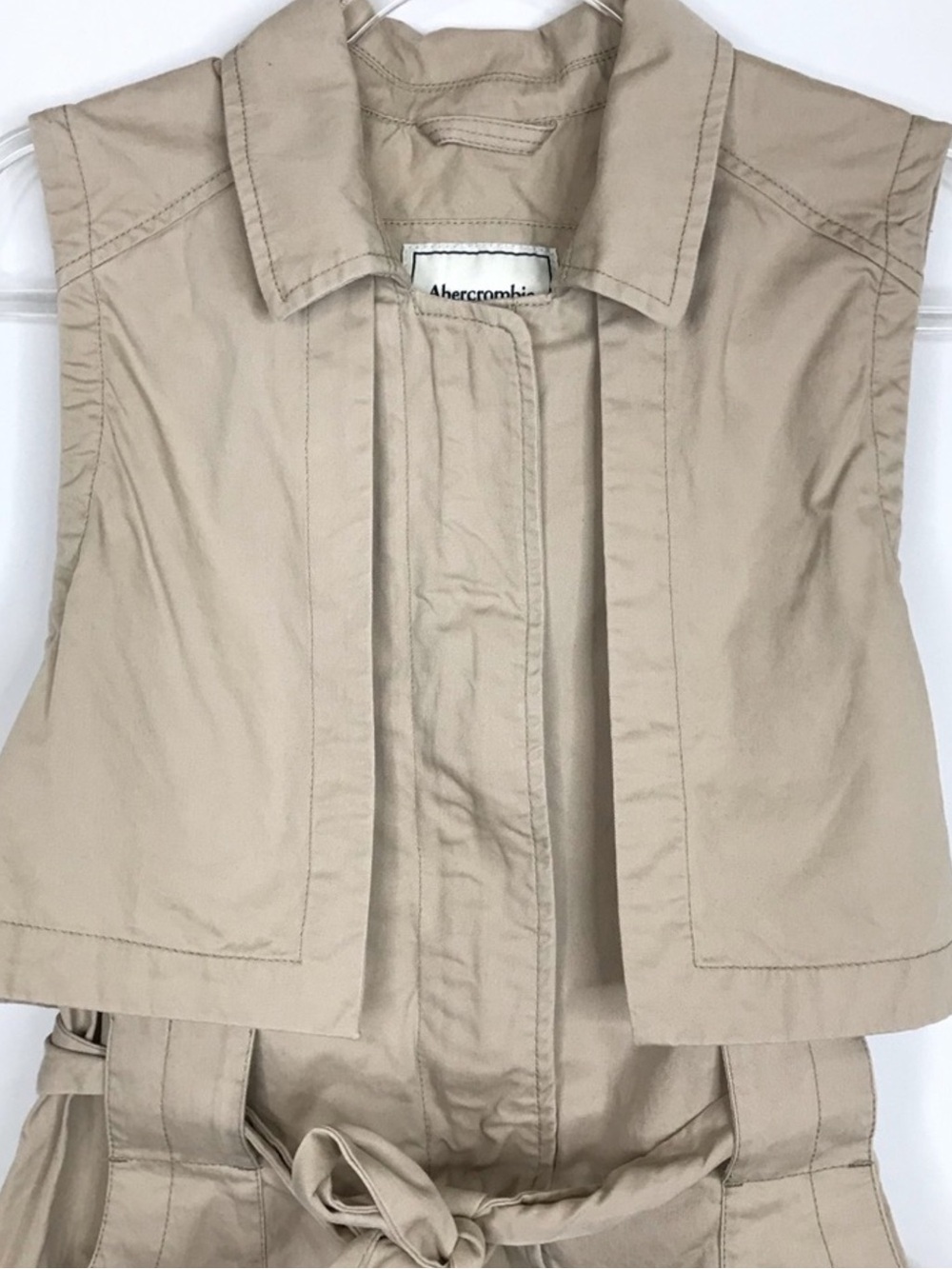 Abercrombie & Fitch trench-style vest dress belted waist and utility pockets LG - Picture 10 of 12